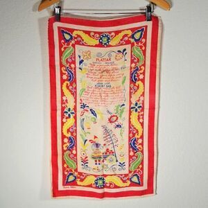 Dutch RARE Vintage Tea Dish Towel Swedish Pancake Plattar Recipe Carrie Wilson